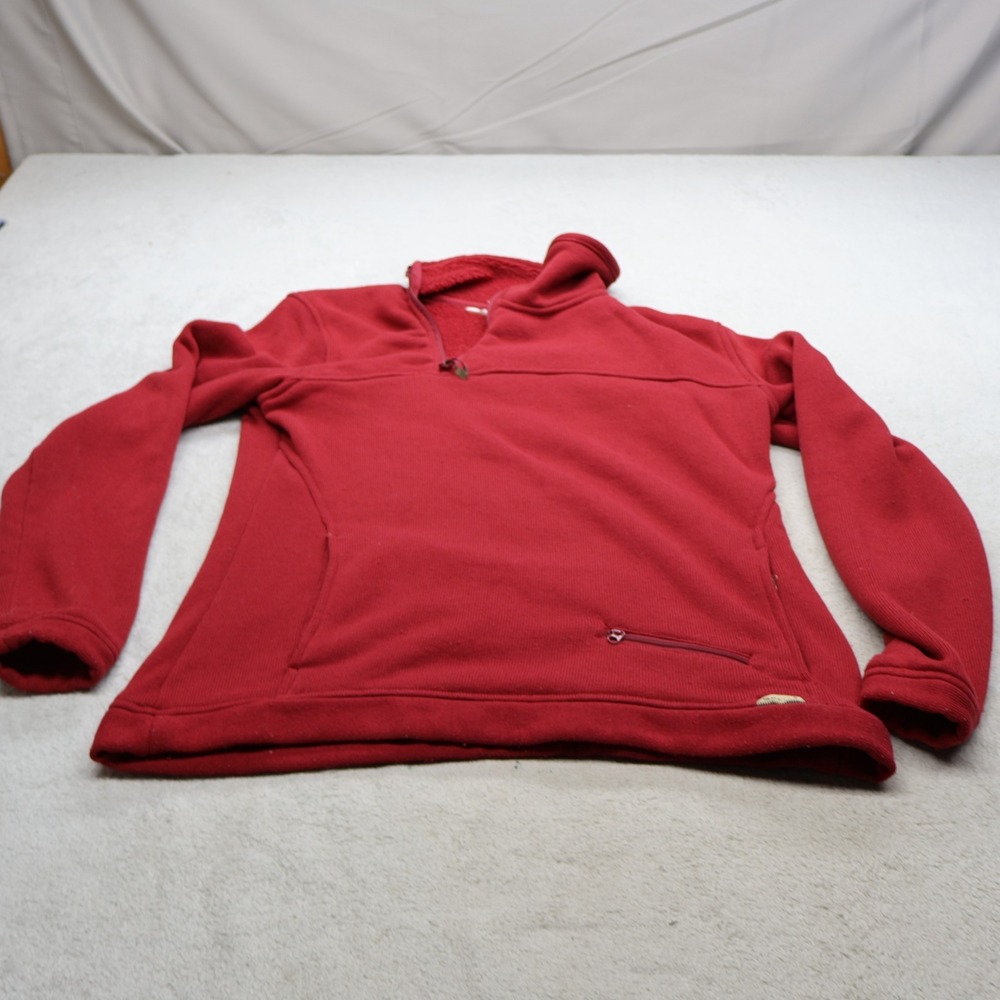 GoLite Sweatshirt Womens Large Red Sherpa Lined Quarter Zip Fleece Knit Outdoor